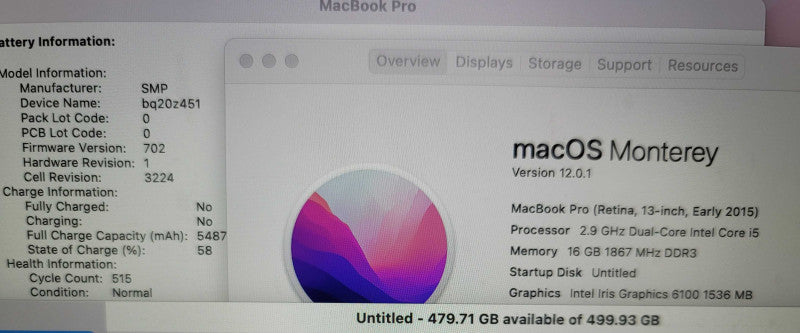 MacBook Pro Retina 13" 2015| i5-5257U @2.9Hz| 16GB DDR3| 500GB SSD READ β Lap200
