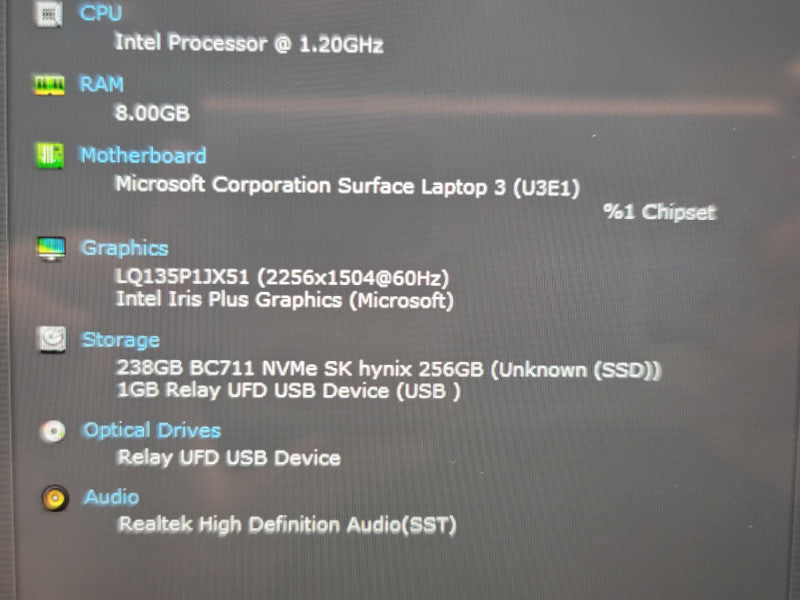 Microsoft Surface Laptop 3| i5-1035G7| 8GB DDR3|256GB SSD  β Lap200