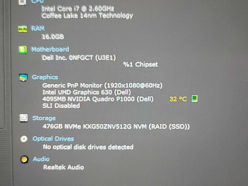 Dell Precision 5530| i7-8850H| 16GB DDR4| Quadro P1000| 512GB M.2 Bad battery β Lap200