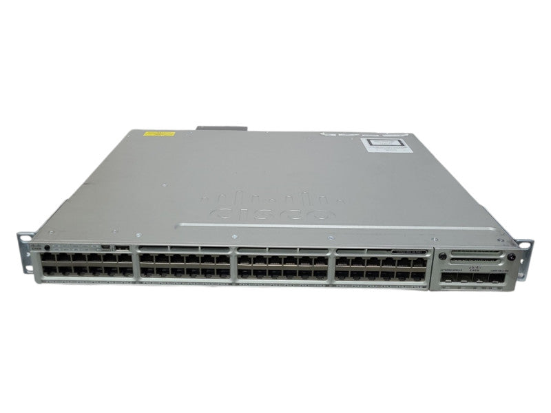 Cisco WS-C3850-48P-S Gigabit PoE Switch w/C3850-NM-4-10G, 1100W PSU, Ear mounts