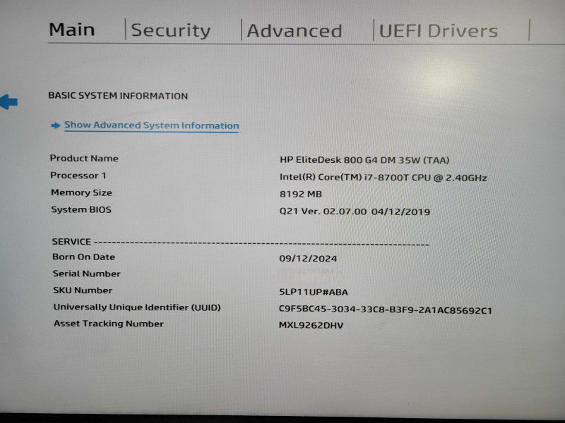 HP EliteDesk 800 G4 USFF, i7-8700T 2.40GHz , 8GB DDR4, 512GB NVMe !
