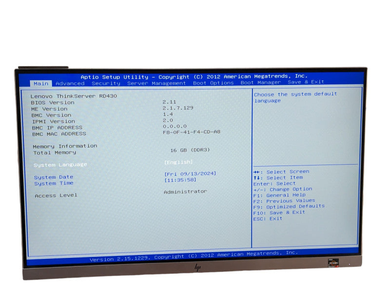 Lenovo ThinkServer RD430 Intel Xeon E5-2420 0 @ 1.90Ghz 16GB RAM  -