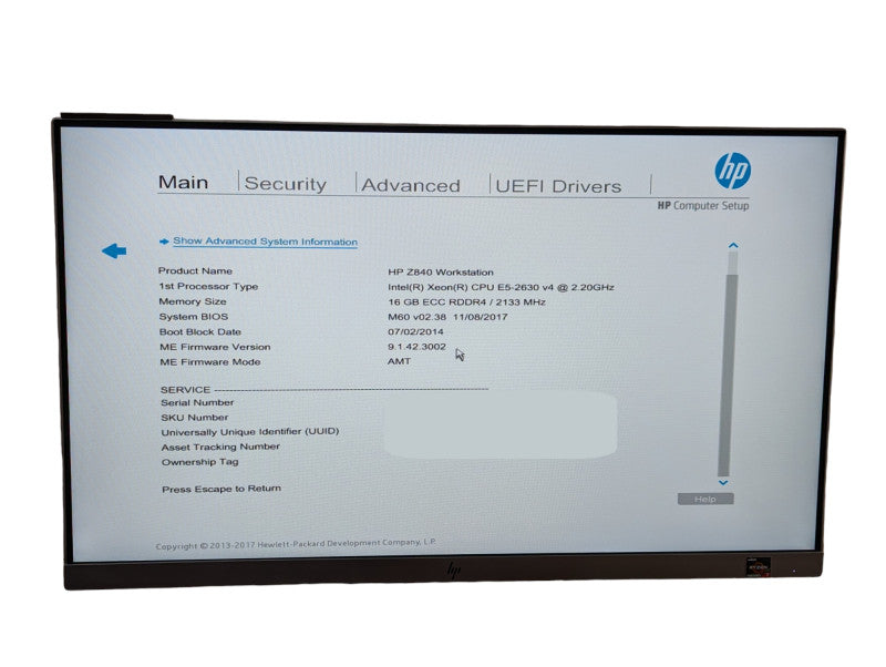 HP Z840 Workstation 1x 10 Core Xeon E5-2630 v4 @ 2.20Ghz 16GB RAM READ !