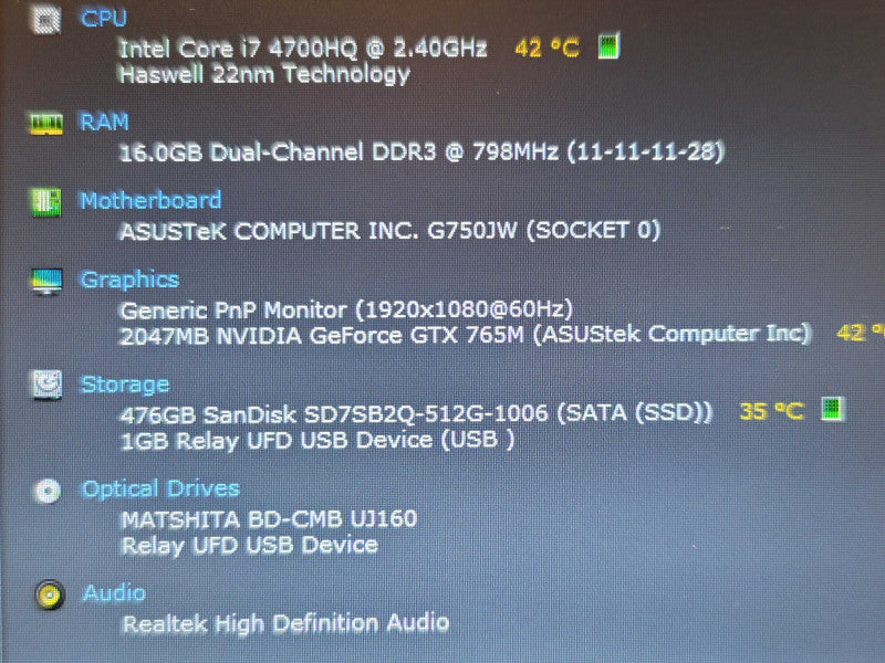 ASUS ROG G750JW| i7-4700HQ| 16GB DDR3| 500GB SATA SSD NO ADAPTER  β BudLap