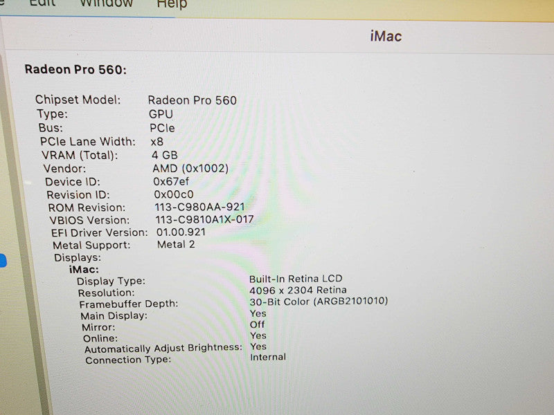 Apple iMac Retina 4K 2017 21.5" 4-Core i5-7500 @ 3.4GHz 32GB DDR4 1TB FusionDrive Radeon Pro 560 4GB (