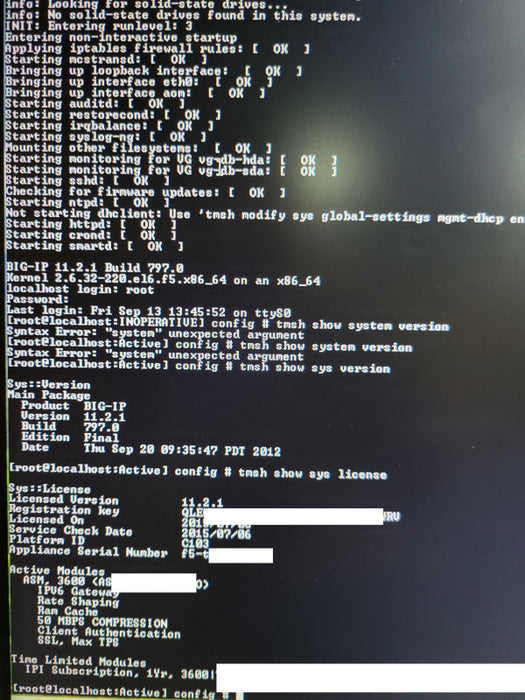 F5 Networks Big-IP 3600 LTM Load Balancing Appliance, 2x PSU, SEE _