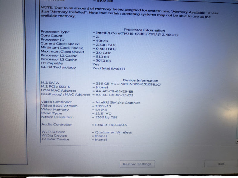 Dell Latitude 7280 12.5" Laptop i5 6300U| 256GB SSD |8GB RAM  BudLap