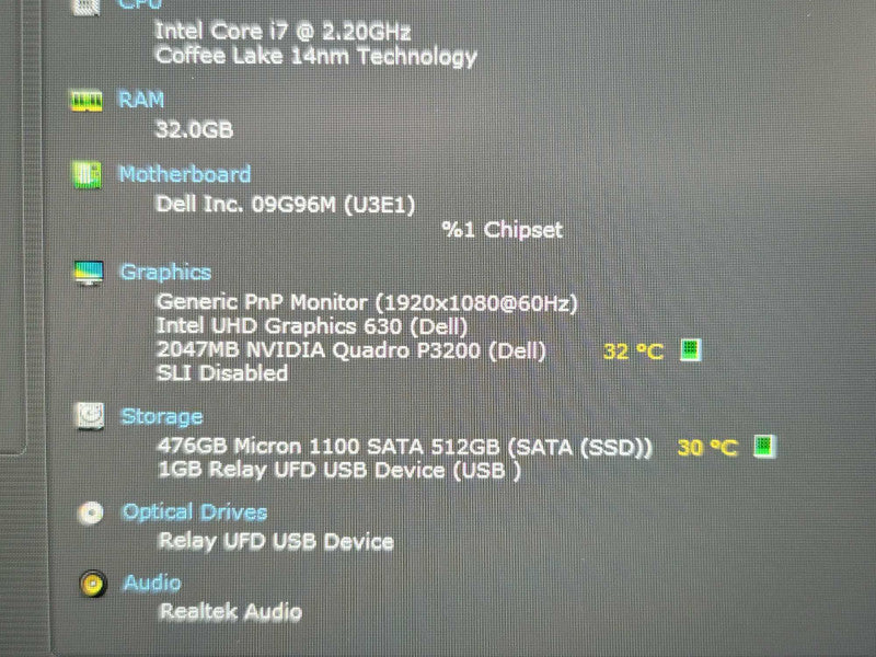 Dell Precision 7730 | i7-8750H| 32GB DDR4| Quadro P3200| 512GB NVMe READ β Lap200