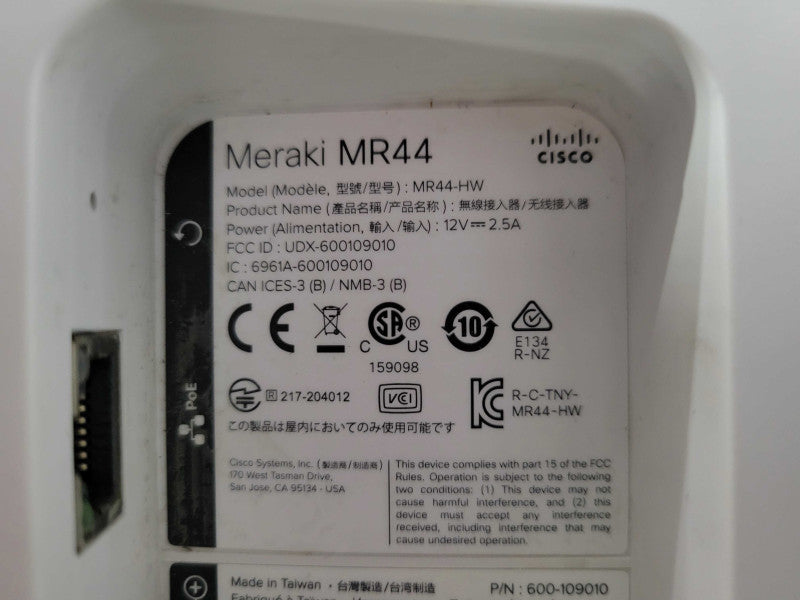Cisco Meraki MR44-HW 2.5GHz Wireless Access Point Q_