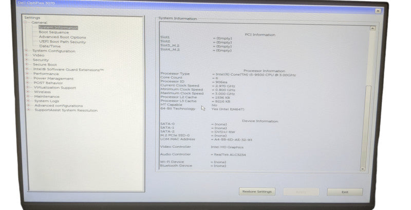 Dell Optiplex 3070 SFF | Core i5- 9700 | 16GB DDR4 | No HDD