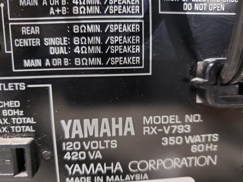 YAMAHA RX-V793 NATURAL SOUND AV RECEIVER 5.1 Channel
