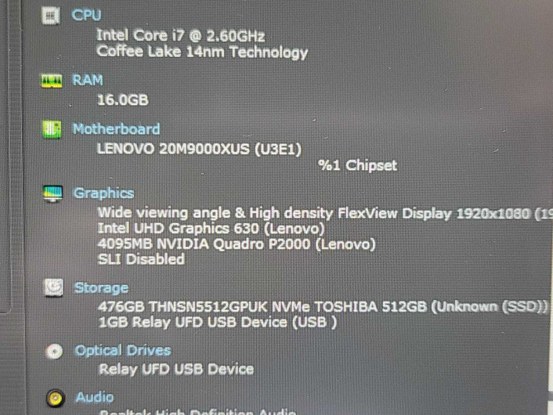 Lenovo ThinkPad P52| i7-8850H| 16GB DDR4| Quadro P2000| 512GB NVMe β Lap200