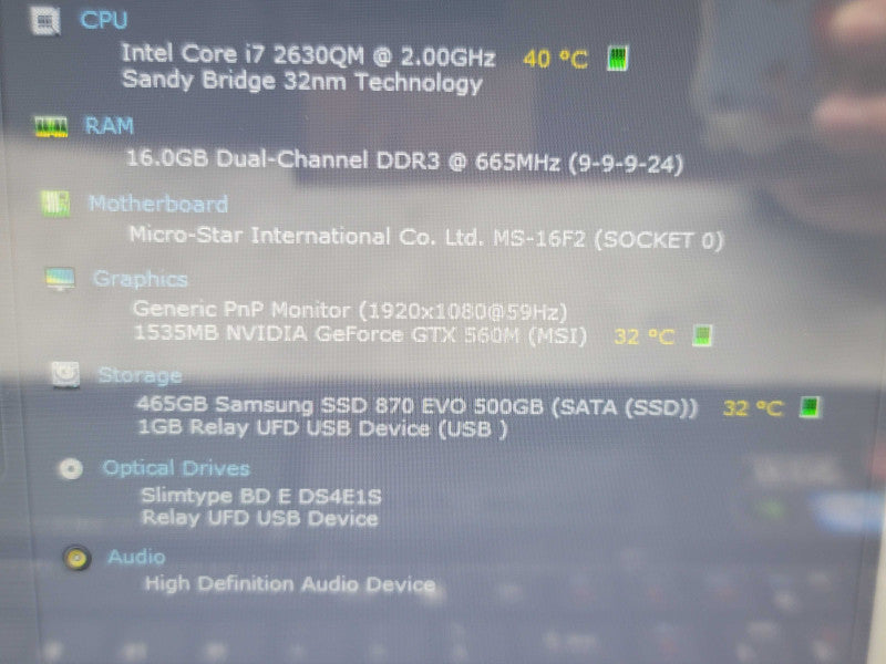 MSI GT683| i7-2630M| 16GB DDR3| GTX560M | 500GB SATA SSD NO WIFI β BudLap