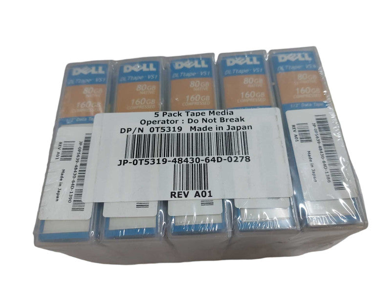 Dell DLT Tapes VS1 80GB Native 160GB Compressed Pack of 5 New Sealed  =