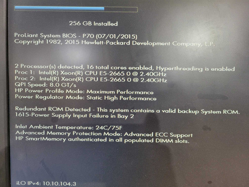 HP Proliant DL380p G8, 2x Xeon E5-2665 @ 2.4GHz 256GB, P420i, 8x 2.5" !