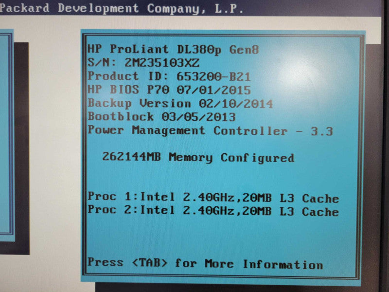 HP Proliant DL380p G8, 2x Xeon E5-2665 @ 2.4GHz 256GB, P420i, 8x 2.5" !