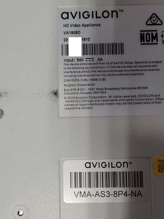 Avigilion HD Video Appliance VMA-AS3-8P4-NA with 4TB HDD, READ _