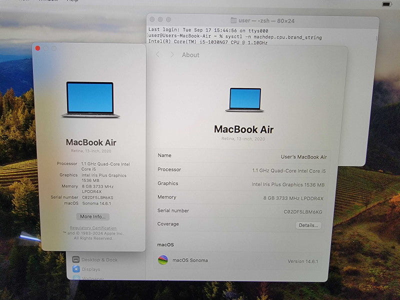 Apple MacBook Air Retina 2020 13" | i51030NG7 @1.1GHz | 8GB DDR4 | 500GB SSD - READ  Lap200