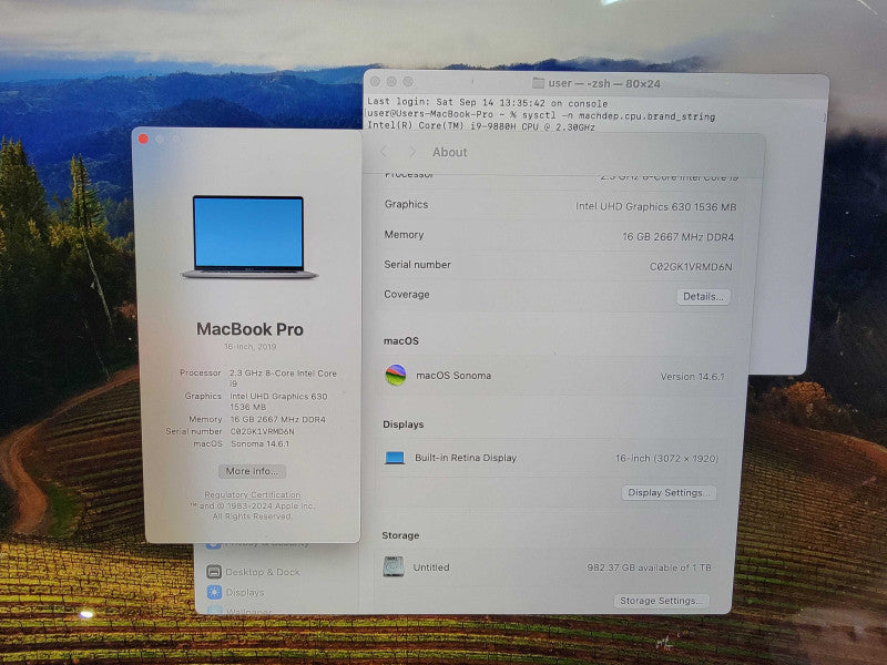 Apple Macbook Pro 2019 16" | 8-Core i9-9980HK @2.3GHz | 16GB DDR4 | 1TB SSD  Lap200