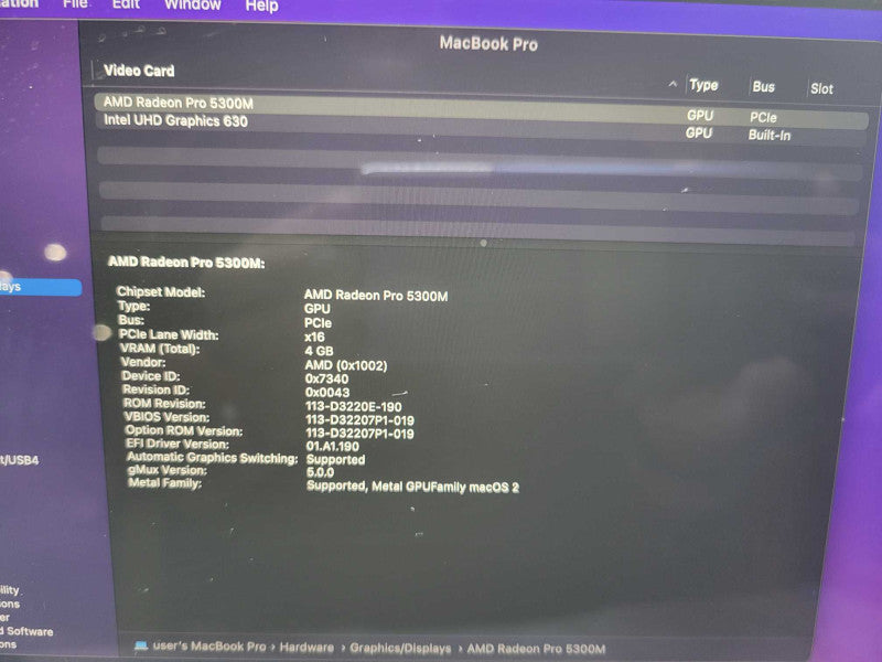 Apple Macbook Pro 2019 16" 6-Core i7-9750H @ 2.6GHz 16GB DDR4 500GB SSD Radeo !
