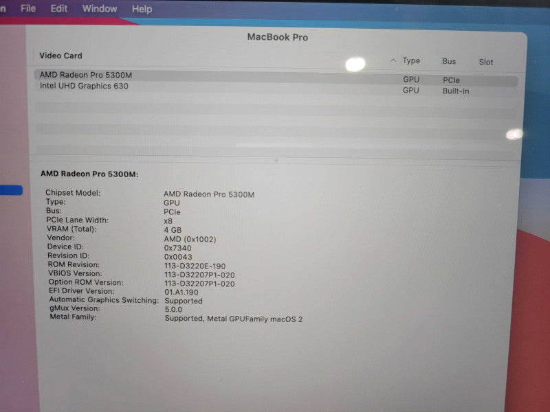 Apple Macbook Pro 2019 16" 6-Core i7-9750H @ 2.6GHz 16GB DDR4 500GB SSD Radeo !