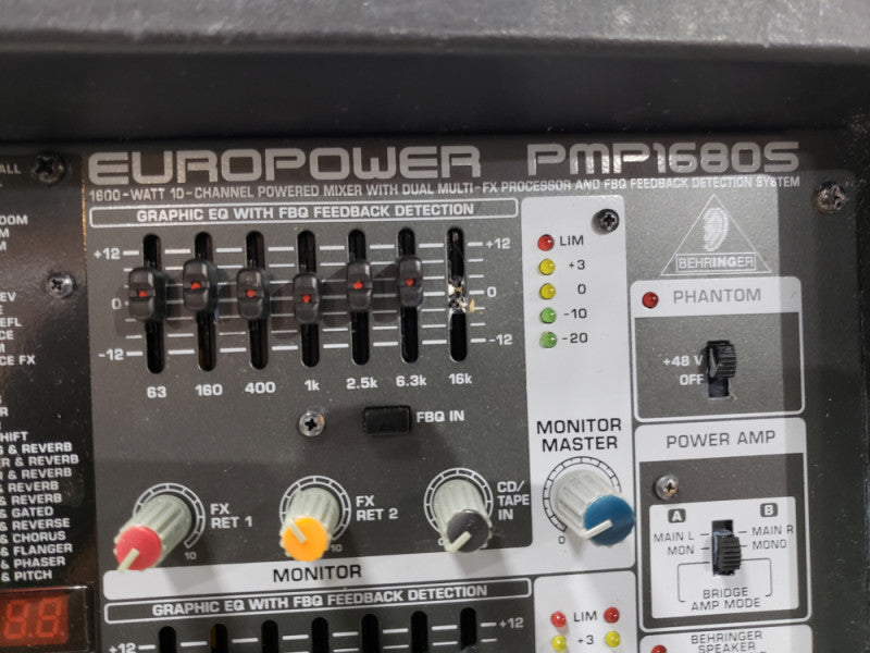 Behringer EuroPower PMP1680S 10 Channel 1600W Powered Mixer | For Parts|READ