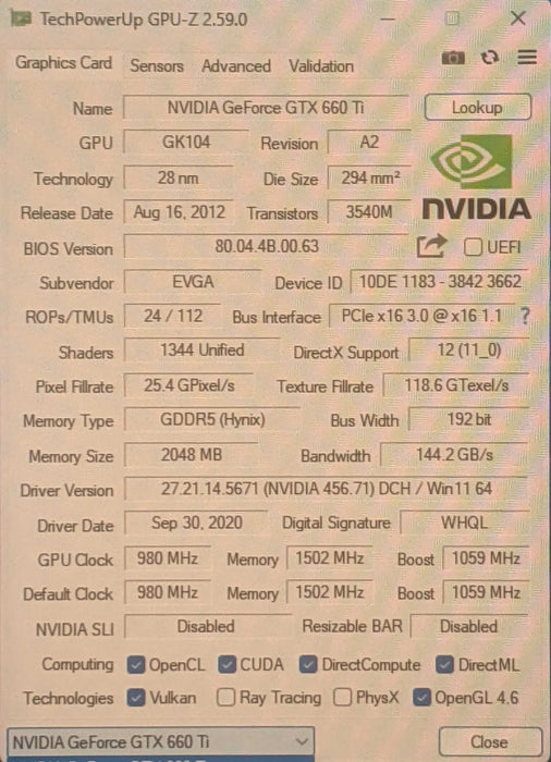 EVGA GeForce GTX 660 Ti | 2GB GDDR5 Graphics Card | 1xDP 1xHDMI 2xDVI