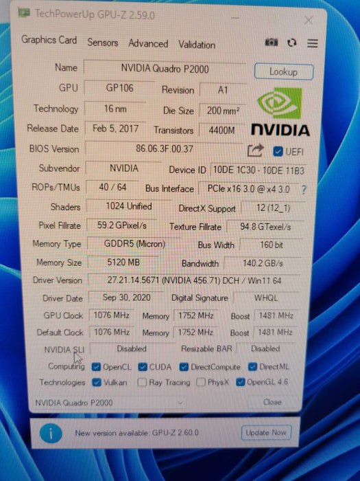 NVIDIA QUADRO P2000 5GB PCIE Q%