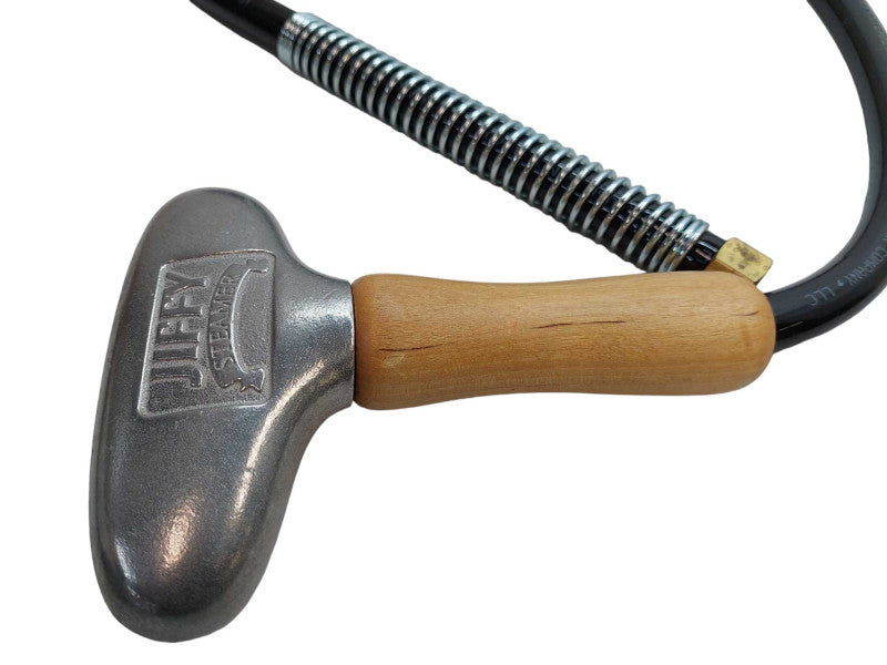 Vintage Wooden Handled Solid Alluminum Head Jiffy Steamer Made in USA 1940 =