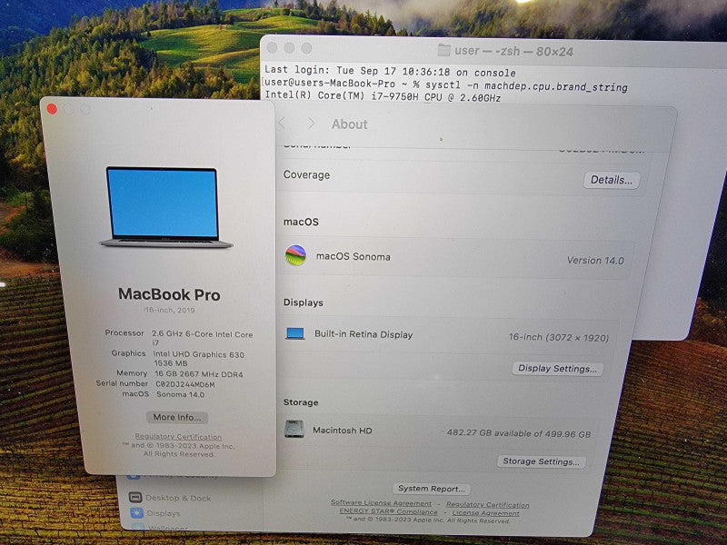 MacBook Pro Retina 2019 16" | 6-Core i7-9750H @2.6GHz | 16GB DDR4 | 500GB SSD  Lap200