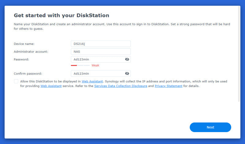 Synology DiskStation DS-216j 2-Bay NAS, 8TB (2x 4TB 3.5" HDD) w/ PWR
