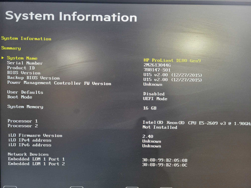 HP ProLiant DL80 Gen 9 2U Server Xeon E5-2609 V3 @ 1.9GHz 16GB RAM 3.5" B140i !