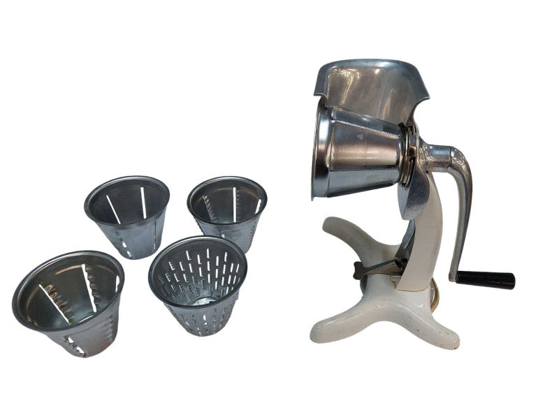 Vintage Wear-Ever Hand Wind Slicer with 5 Slice Shape Attachments  =