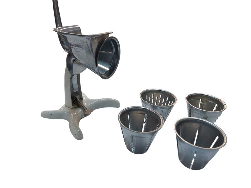 Vintage Wear-Ever Hand Wind Slicer with 5 Slice Shape Attachments  =