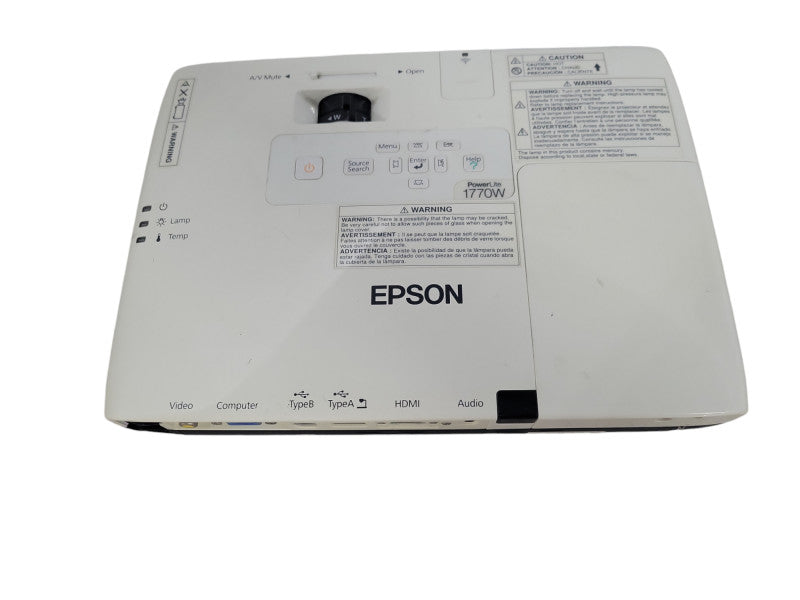 EPSON POWERLITE 1770W LCD Projector Portable, Lamp Hours: 570 !