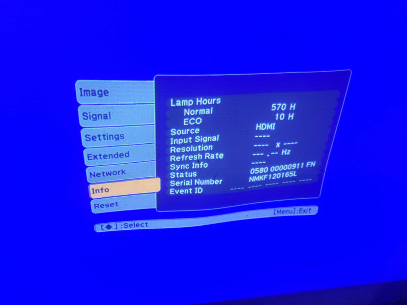 EPSON POWERLITE 1770W LCD Projector Portable, Lamp Hours: 570 !