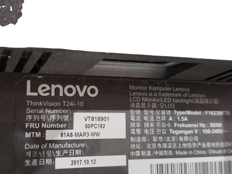 Lenovo ThinkVision T24i-10 24" IPS LCD Monitor FHD 1080p  HDMI|DP| USB | READ