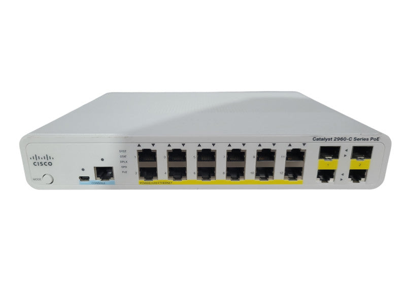 Cisco Catalyst 2960-C WS-C2960C-12PC-L Silent 12 port PoE Switch !