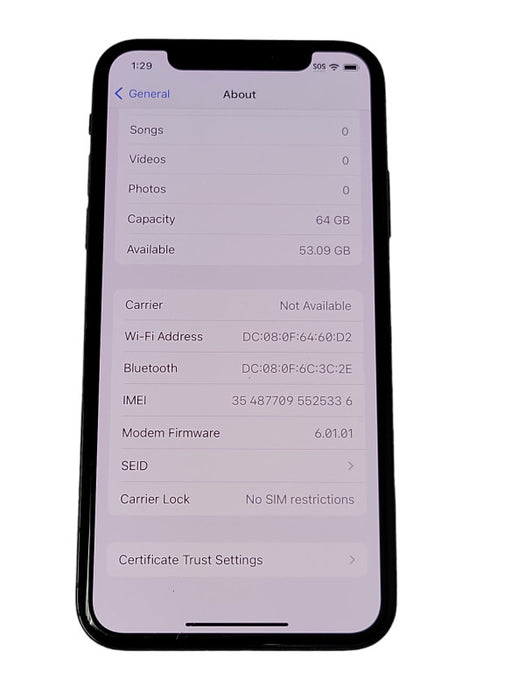 Apple iPhone X 64GB UNLOCKED, READ _