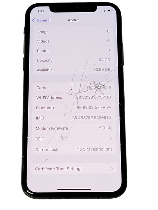 Apple iPhone X 64GB UNLOCKED, READ _