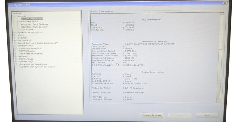 Dell Optiplex 3070 SFF | Core i5- 9500 | 8GB DDR4 | No HDD