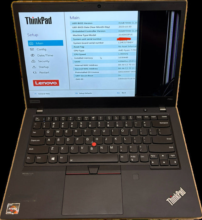 Lenovo ThinkPad P14s AMD Ryzen 7 PRO 5850U Cracked LCD For Parts/Repair READ!  Lap200