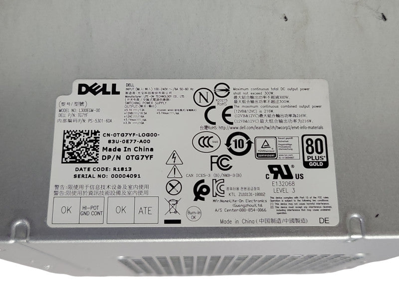 Dell Precision 3630 Tower 300W Power Supply Unit 0TG7YF _