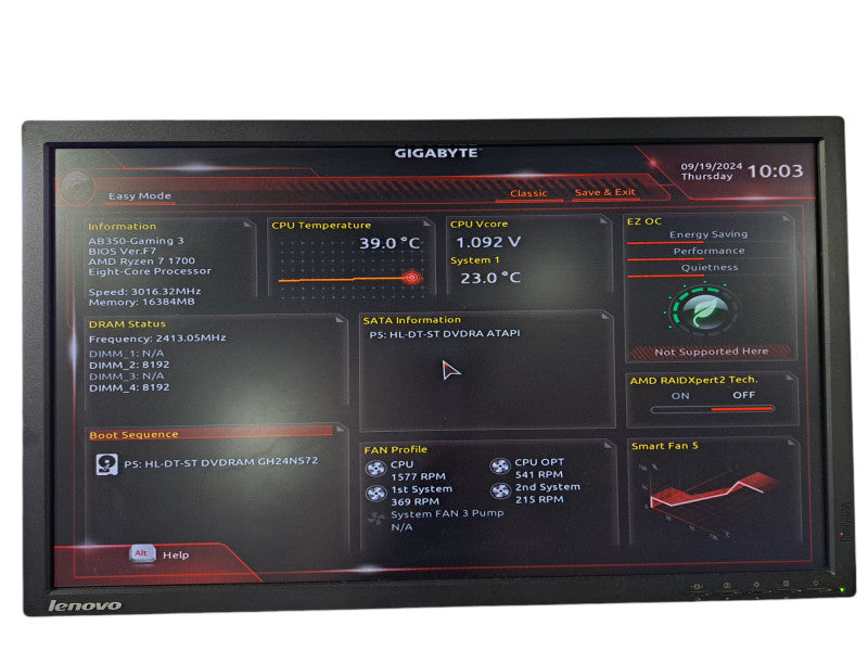 Custom PC | Gigabyte GA-AB350, Ryzen 7 1700 @ 3.00GHz 4C, 16GB DDR4, GT 1030