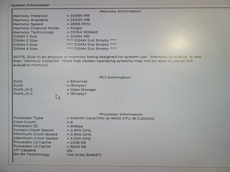 Dell OptiPlex 7070 SFF Intel i5 - 9500 CPU @ 3.00GHz 16GB DDR4 Ram 256GB NVMe !