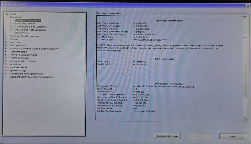 Dell OptiPlex 3070 USFF | i5-9500T @ 2.20GHz 6C, 8GB DDR4, No HDD/OS *READ*