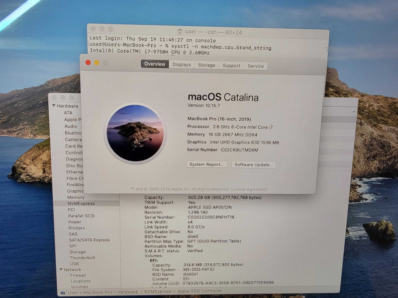 MacBook Pro Retina 16" | i7-9750H @2.6GHz 16GB DDR4 500GB SSD Pro5300M - READ