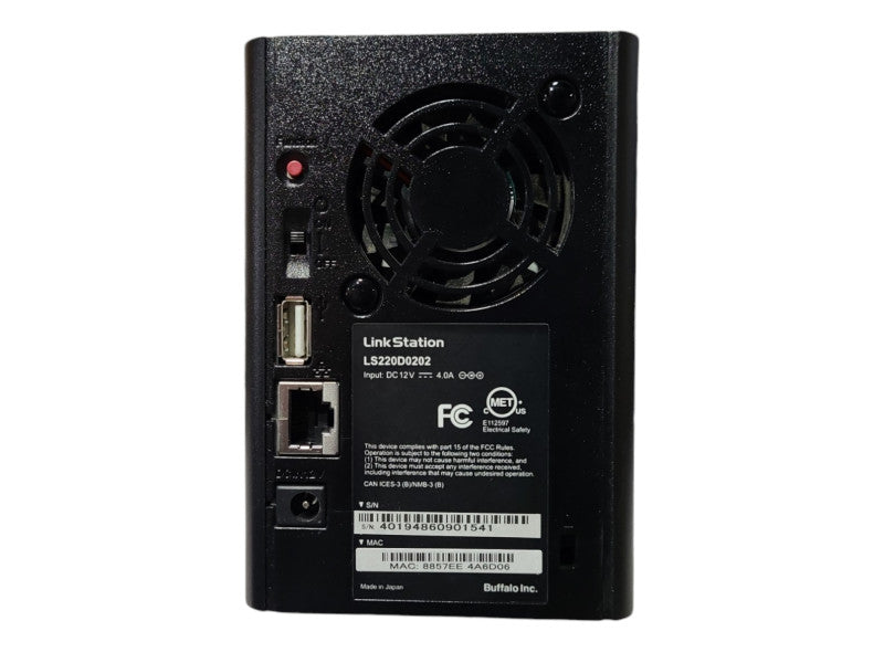 Buffalo LinkStation 220 2-Bay Network Attached Storage, 2x Caddies, No HDD