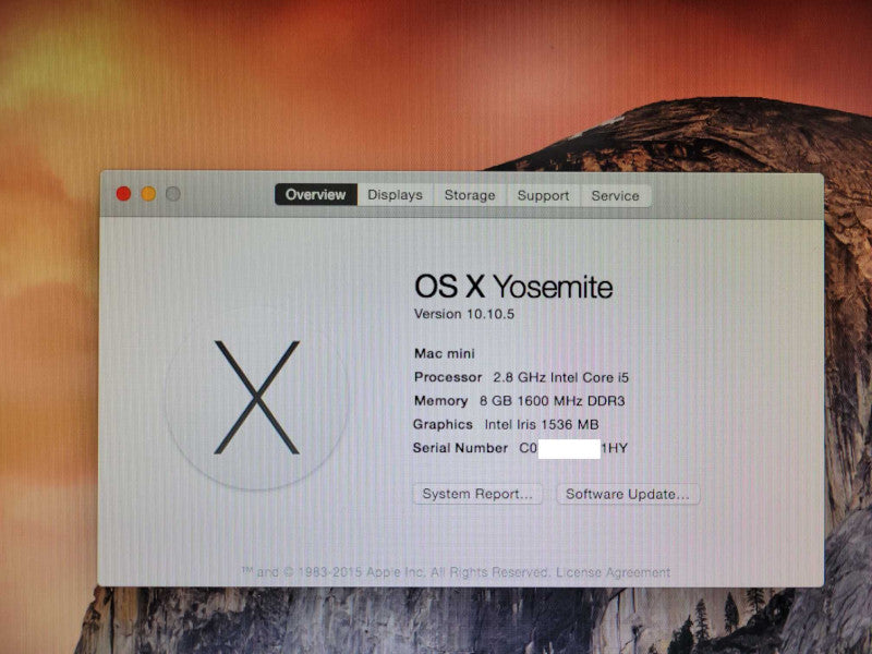 Mac Mini Late 2014, Core I5-4308U 2.8GHz, 8GB RAM, 1TB HDD, OS X Yosemite _