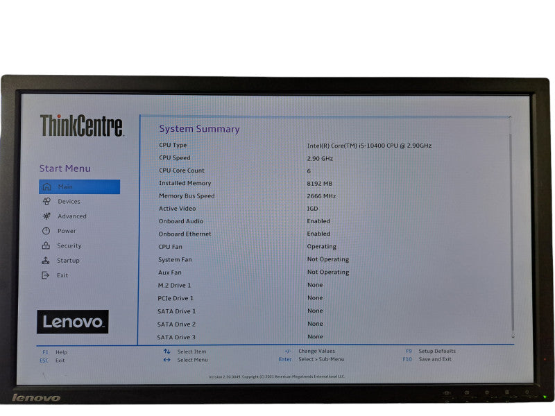 Lenovo ThinkCentre M70s | i5-10400 @ 2.90GHz 6C, 8GB DDR4, No HDD/OS